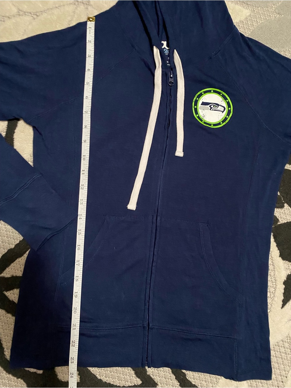 Women’s Blue Sea Hawks Zip up Hoodie Size Small - Picture 3 of 6